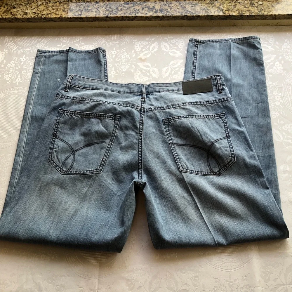 Calvin Klein Jeans Straight-Leg Regular-Fit Blue Denim Jeans Pants Men’s Size 38